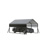 Garvee Metal Carport for Truck & RV Storage, 10 x 15 FT Heavy-Duty Steel Roof Shelter with Reinforced Frame, Anchors and 8.4 FT Height, White