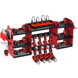 Garvee Heavy Duty 3-Tier Power Tool Organizer Wall Mount – Metal Garage Storage Rack with 8 Drill Holders, Built-in 8-Outlet Charging Station, Hooks, Bit Rack – Combo style, 3 layers 8 slots, with power strip
