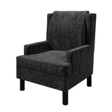 Garvee Mid-Century Modern Wingback Accent Chair – Black Chenille Upholstered Armchair with High Back, Soft Pillow, and Sturdy Wood Legs – Comfy Seating for Living Room, Bedroom, Reading Nook, or Entryway, Black