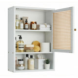 Garvee Space-Saving wooden Bathroom Wall Cabinet with Rattan Doors – Adjustable Shelf, Over-the-Toilet Medicine Cabinet, Multi-Room Wall Mounted Storage Organizer for Bathroom, Kitchen, Laundry, Living Room, White - for Sophy - White - For Sophy