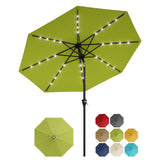 Garvee 9FT Outdoor Patio Umbrella with 32 Solar LED Lights – Waterproof, UV Protection, Crank Lift, Push Button Tilt, 8 Ribs – Market Table, Garden, Pool, Deck – Color: EU4 Fruit Green - Eu4 Red