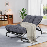 Garvee Comfortable Oversized Outdoor Rocking Papasan Chairs - Washable Cushions - Heavy Duty Weather Resistant Metal Frame - Patio Lounge Chair for Porch, Garden, Balcony, Backyard, Grey, Specs: 2 PCS