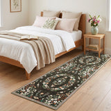 Garvee 2' × 6' Corner Floral Runner Rug, Soft Washable Low-Pile Polyester Carpet for Hallway, Kitchen and Entryway, Brown