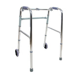 Garvee Lightweight Aluminum Folding Walker with Single Release, 5 Inch Wheels, Adjustable Height, No Assembly Needed, Silver, 250 Lb Weight Capacity