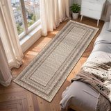 Garvee Modern Bordered Kitchen Rug, Non-Slip Low Pile, Washable Soft Taupe Runner, Stain Resistant, Ultra Thin Lightweight, Entryway Bedroom Laundry
