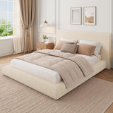 Garvee Cloud Platform Bed with Upholstered Headboard – Soft Plush Fabric, No Box Spring Needed, Easy Assembly for Bedroom