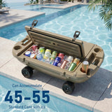 Garvee Amphibious Rolling Floating Cooler 40QT with Wheels – Heavy Duty Outdoor Ice Chest for Camping, Beach, Kayak, Pool, Boating, Dry Storage – Khaki 40L Timing Pulley - Khaki