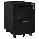 Garvee Metal Mobile File Cabinet with Lock, 2 Drawer Vertical Rolling Filing Cabinet, Under Desk File Storage Cabinet for Home Office Study Room, Black