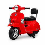 Garvee Officially Licensed Vespa Kids Electric Ride On Car, 6V Battery Powered 4-Wheel Scooter – Headlight – Backrest – Training Wheels – Durable PP – Anti-Rollover – Ride-On Toy for Toddlers, Red