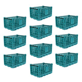 Garvee 52L Heavy-Duty Collapsible Storage Crate, Stackable Folding Plastic Organizer Bin - Reinforced Ergonomic Handles - Fold-Flat Space-Saving Basket for Office/School/Home/Car Trunk/Camping, Green, 10 Pack - Green
