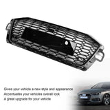 Garvee Honeycomb Mesh Front Bumper Grille for Audi A4L Sport 2020-2022 European Version - Center Hood Grill Cover - Exterior Car Body Part - Durable Replacement - Color: Black