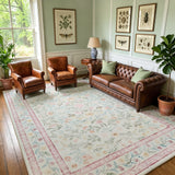Garvee Washable Floral Area Rug for Living Room – Soft Low Pile Non-Slip Carpet – Pink Modern Accent for Bedroom & Dining Room – 5x7ft (152x213cm), United States - Black