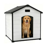Garvee Waterproof Insulated Dog House - Heavy Duty Plastic Kennel with Elevated Floor, Ventilated Removable Roof, Easy-to-Clean Shelter for Small to Large Dogs - 46L x 40W x 40H Cement Gray - 57L X 47W X 50H Cement Gray