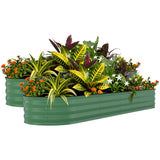 Garvee 2 Pcs Raised Garden Beds Outdoor Galvanized Steel Planter Box 8x2x2 ft Green - Green(Rubber Edge)