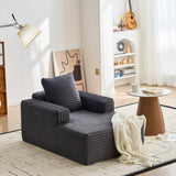 Garvee Comfy Corduroy Cloud Mini Chaise Lounge Chair – Deep Seat & Armrests – No Assembly Sleeper Sofa – Cozy for Living Room, Bedroom, Reading Corner – 45 Inch – Indoor – Color: Gray