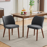 Garvee Set of 6 Upholstered Dining Chairs – Modern Linen Fabric, Wingback, Thick Cushions, Sturdy Wooden Legs – Comfortable Seating for Dining or Living Room – 3 boxes | 6PCS linen | dark gray