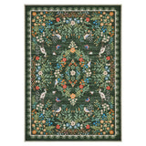 Garvee Green Area Rug 5x7 – Washable Low Pile Floral Carpet – Non-Slip, Distressed Oriental, Nature-Inspired Home Decor – Heron & Butterfly, 5x7ft (152x213cm), USA Spec - Teal