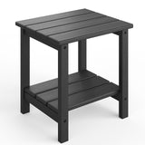 Garvee HDPE 2-Tier Adirondack Patio Side Table – All-Weather Outdoor End Table – Weather Resistant, Durable, Easy Assembly – For Garden, Porch, Poolside, Deck, Backyard – Embossed Wood Grain-Black 1 Piece - Embossed Wood Grain-White 1 Piece