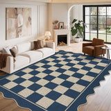 Garvee 3' × 5' Checkerboard Area Rug, Machine Washable Non-Slip Low-Pile Soft Rug for Living Room, Bedroom & Dining Room, Navy