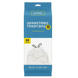 Garvee Heavy Duty Drawstring Trash Bags - 13 Gallon (50L) HDPE Kitchen Garbage Bags, Puncture Resistant & Leak Proof, Unscented Bin Liners, 80 Count (2 Rolls), 66 x 74 cm (26 x 29 in) - Color: Gray-White