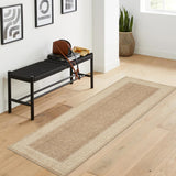 Garvee 2' x 6' Bordered Faux Jute Runner Rug, Washable Low-Pile Carpet for Kitchen, Hallway, Entryway and Patio, Khaki