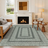 Garvee Washable Area Rugs 8x10 Geometric Living Room Rug Soft Non Slip Bordered Rugs for Bedroom Nursery Large Indoor Modern Stain Resistant Under Table Carpet for Dining Room Office, Green