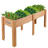 Garvee Sturdy Fir Wood Raised Garden Bed with High Legs & Hooks – Elevated Planter Box with Drainage Holes, Liner – Reinforced Frame for Vegetables, Herbs, Flowers – Patio, Balcony, Backyard – Oak Color, 182.88×58.42×76.2cm - Grey
