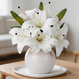 Garvee White Artificial Lily Flower 2-Pack - Realistic Silk Lily, Decorative Flower, Floral Arrangement, Home and Wedding Decoration, Floral Centerpiece