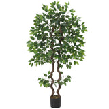 Garvee Lifelike Decor for Home & Office – Artificial Ficus Banyan Tree – Tall Faux Indoor Plant with Lifelike PVC Leaves, Bendable Limbs – Realistic Fake Floor Tree – 5ft