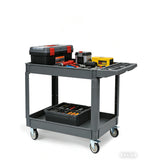 Garvee Heavy-Duty 2-Tier Service Cart, 550 lbs Capacity Rolling Utility Cart with Lipped Shelves, Gray