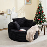 Garvee Oversized Comfort Chaise Lounge Sofa Bed – Deep Seat Corduroy Couch with 4 Pillows – Modern Boneless Design – No Assembly Needed – Ideal for Living Room, Bedroom, Apartment – Black – Corduroy | black