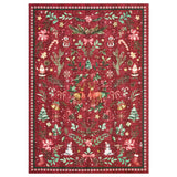 Garvee 8' × 10' Christmas Area Rug, Washable Non-Slip Holiday Rug with Christmas Tree, Holly Berry, Ribbon & Reindeer, for Living Room, Bedroom & Dining Room, Red