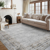Garvee Washable Area Rug 9x12ft – Soft Distressed Vintage Edgeed Carpet, Non-Slip, Mark Resistant, Modern Farmhouse Accent for Living Room, Bedroom, Dining Room – Gray Green, USA - Red Brown