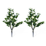 Garvee Set of 2 Artificial Topiary Ball Trees with Ground Spikes - PE Faux Plants with Metal Stakes for Indoor/Outdoor Garden Patio Decor - White Camellia Flower Balls, 90x40cm, 2 White Flowers PZ-1-299 - 