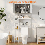 Garvee Modern Rustic Over-The-Toilet Storage Cabinet - 2 Doors, Waterproof Shelf, Toilet Paper Holder, Freestanding Bathroom Organizer, Space-Saving Design for Small Bathrooms, White Embossed Finish - Black Embossed Finish