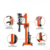 Garvee Professional Hydraulic Foot-Operated Coil Spring Compressor – Heavy Duty Strut & Shock Spring Tool, Global Fit for Car, SUV, Truck Suspension Repair, Safety Lock, Durable Construction – Orange - Orange