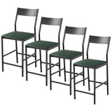 Garvee Modern Counter Height Bar Stools Set of 4, PU Leather Upholstered Bar Chair with Backrest & Footrest, 300 LB Capacity, Barstool for Kitchen Island, Dining Room, Green - Brown