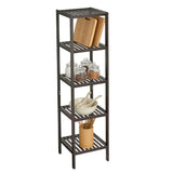 Garvee Space-Saving 5-Tier Narrow wooden Corner Storage Shelf - Freestanding Organizer Rack with Slatted Wooden Shelves for Bathroom, Entryway, Kitchen, Bedroom, Balcony, Living Room - Brown, 5 Layers - Color: Brown, Specs: 5 layers