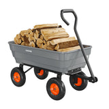 Garvee Heavy Duty Poly Garden Dump Cart - 600 lb Capacity Utility Wagon - Quick Release - 10" All-Terrain Wheels & 180° Convertible Handle - For Yard, Lawn, Landscaping, Hauling - Gray Bucket with Orange Rims - 600 lb load capacity | Gray bucket + orange - 600Lbs-Grey+Orange