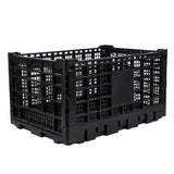 Garvee 52L Heavy-Duty Collapsible Storage Crate, Stackable Folding Plastic Organizer Bin - Reinforced Ergonomic Handles - Fold-Flat Space-Saving Basket for Office/School/Home/Car Trunk, Black, 1 Pack - 