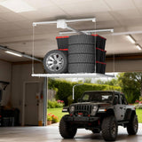Garvee Heavy-Duty Overhead Garage Storage Rack Lift, 4x4 ft Ceiling-Mount Lift System, Hand Crank + Power Drill Ready, 350 lb Capacity, Adjustable Drop Up to 79 in, Double-Rope Safety, White (Powder-Coated) | 4x4 feet | Adapted for electric drill function - White