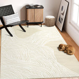 Garvee Washable Abstract Striped Area Rug, Low-Pile Modern Indoor Carpet - Non-Slip Backing, Non-Shedding, Compact & Mark-Resistant - for Living Room/Bedroom/Kitchen/Entryway - 5x7 ft, Camel