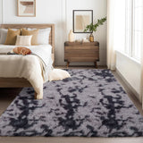 Garvee Large Area Rug 8x10 Furry Shaggy Fuzzy Rug for Living Room Thick Shag Rugs for Bedroom Non Slip Soft Shaggy Carpet for Kids Decor Home Decor, Tie-Dyed Dark Gray