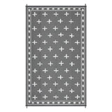 Garvee Waterproof Reversible Outdoor Rug 9x12ft – Geometric Plastic Straw Patio Mat – UV Resistant, Portable, Easy Care – Perfect for Deck, Garden, Camping, RV Awning, Beach – Gray-white - Gray-White