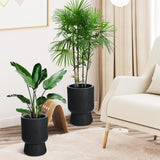 Garvee Self-Watering Planter Set of 2 – 14.2" Tall Large Black Plant Pots – Built-In Drainage & Water Level Monitor – Straight Plastic Design for Indoor/Outdoor Use: Patio, Porch, Living Room, Office – Color: Black (Old Model Discontinued, Switch to New - Black
