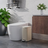 Garvee Slim Step Trash Can, 1.6 Gallon/6L Stainless Steel Kitchen/Bathroom Garbage Can with Soft-Close Lid - Odor Control, Removable Inner Bucket, Rear Handle, Waterproof, Rustproof - Beige - Beige