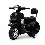 Garvee Officially Licensed Vespa Kids Electric Ride On Car, 6V Battery Powered 4-Wheel Scooter – Headlight – Backrest – Training Wheels – Durable PP – Anti-Rollover – Ride-On Toy for Toddlers, Black