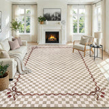 Garvee 8' x 10' Caramel Mocha Checkered Cherry Area Rug, Washable Non-Slip Low-Pile Carpet for Living Room, Bedroom and Dining Room