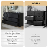 Garvee Modern 9 Drawer Storage Cabinet – Wide Wooden Chest of Drawers with Anti-Tip Device – Versatile Dresser & TV Stand for Bedroom, Closet, Living Room or Hallway – Carbon Black - Natural Wood Color