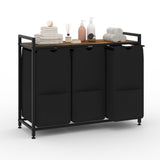Garvee Laundry Basket Organizer, Laundry Hamper with Shelf & 3 Pull-Out Removable Oxford Fabric Bags, 3 x 12.8 Gal ( 48.45L), Dirty Clothes Basket Organizer for Laundry-room, Bathroom, Bedroom